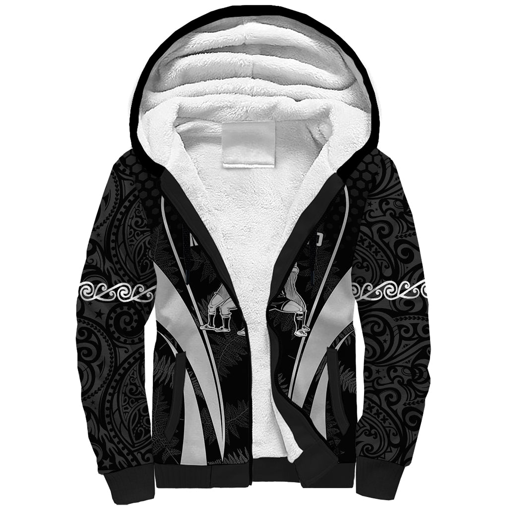 Custom New Zealand Aotearoa Rugby Sherpa Hoodie Haka Dance Mixed Silver Fern Sporty Style - Wonder Print Shop