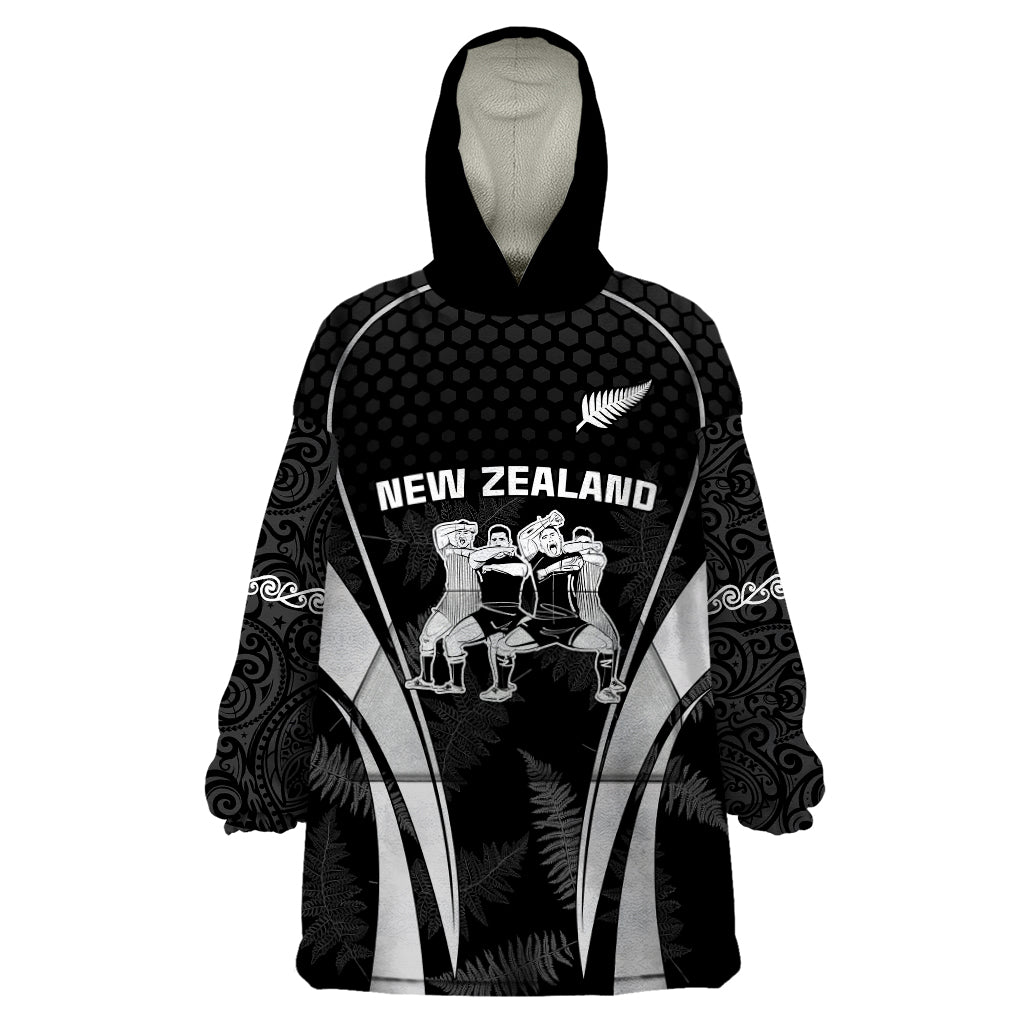 Custom New Zealand Aotearoa Rugby Wearable Blanket Hoodie Haka Dance Mixed Silver Fern Sporty Style - Wonder Print Shop