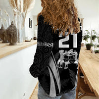 Custom New Zealand Aotearoa Rugby Women Casual Shirt Haka Dance Mixed Silver Fern Sporty Style - Wonder Print Shop