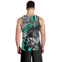 Personalised Polynesia Skull Men Tank Top Tattoo In The Style Of Maori With Marine Life Aqua - Wonder Print Shop