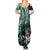Personalised Polynesia Skull Summer Maxi Dress Tattoo In The Style Of Maori With Marine Life Aqua - Wonder Print Shop