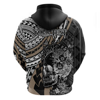 Personalised Polynesia Skull Hoodie Tattoo In The Style Of Maori With Marine Life Gold - Wonder Print Shop