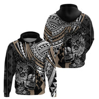 Personalised Polynesia Skull Hoodie Tattoo In The Style Of Maori With Marine Life Gold - Wonder Print Shop