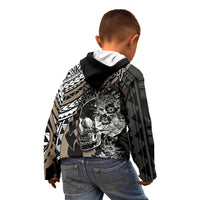 Personalised Polynesia Skull Kid Hoodie Tattoo In The Style Of Maori With Marine Life Gold - Wonder Print Shop