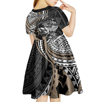 Personalised Polynesia Skull Kid Short Sleeve Dress Tattoo In The Style Of Maori With Marine Life Gold - Wonder Print Shop