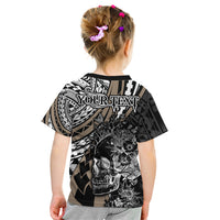 Personalised Polynesia Skull Kid T Shirt Tattoo In The Style Of Maori With Marine Life Gold - Wonder Print Shop