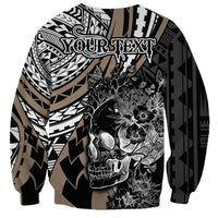 Personalised Polynesia Skull Sweatshirt Tattoo In The Style Of Maori With Marine Life Gold - Wonder Print Shop