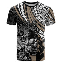 Personalised Polynesia Skull T Shirt Tattoo In The Style Of Maori With Marine Life Gold - Wonder Print Shop