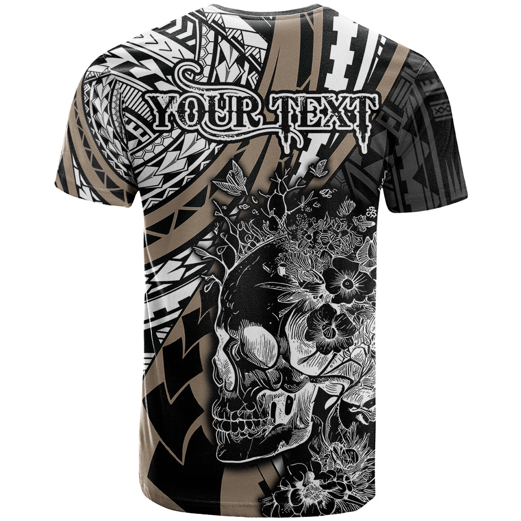 Personalised Polynesia Skull T Shirt Tattoo In The Style Of Maori With Marine Life Gold - Wonder Print Shop