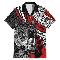 Personalised Polynesia Skull Family Matching Mermaid Dress and Hawaiian Shirt Tattoo In The Style Of Maori With Marine Life Red LT9 - Wonder Print Shop
