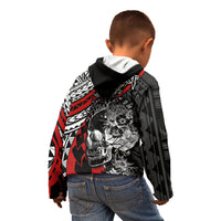 Personalised Polynesia Skull Kid Hoodie Tattoo In The Style Of Maori With Marine Life Red - Wonder Print Shop