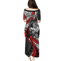 Personalised Polynesia Skull Puletasi Tattoo In The Style Of Maori With Marine Life Red - Wonder Print Shop