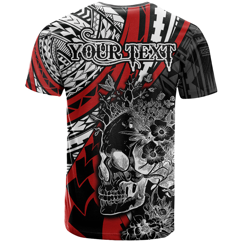 Personalised Polynesia Skull T Shirt Tattoo In The Style Of Maori With Marine Life Red - Wonder Print Shop