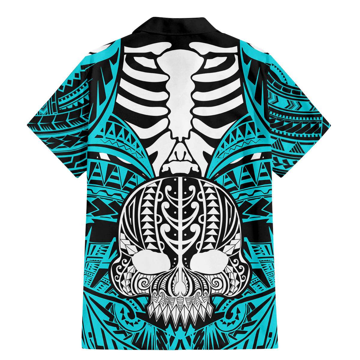 Personalised Polynesia Skull Family Matching Mermaid Dress and Hawaiian Shirt With Boars Tusk Aqua Arty Vibe LT9 - Wonder Print Shop