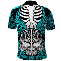 Personalised Polynesia Skull Polo Shirt With Boars Tusk Aqua Arty Vibe - Wonder Print Shop