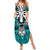 Personalised Polynesia Skull Summer Maxi Dress With Boars Tusk Aqua Arty Vibe - Wonder Print Shop