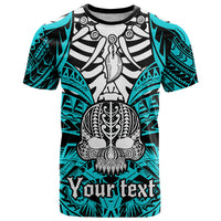 Personalised Polynesia Skull T Shirt With Boars Tusk Aqua Arty Vibe - Wonder Print Shop