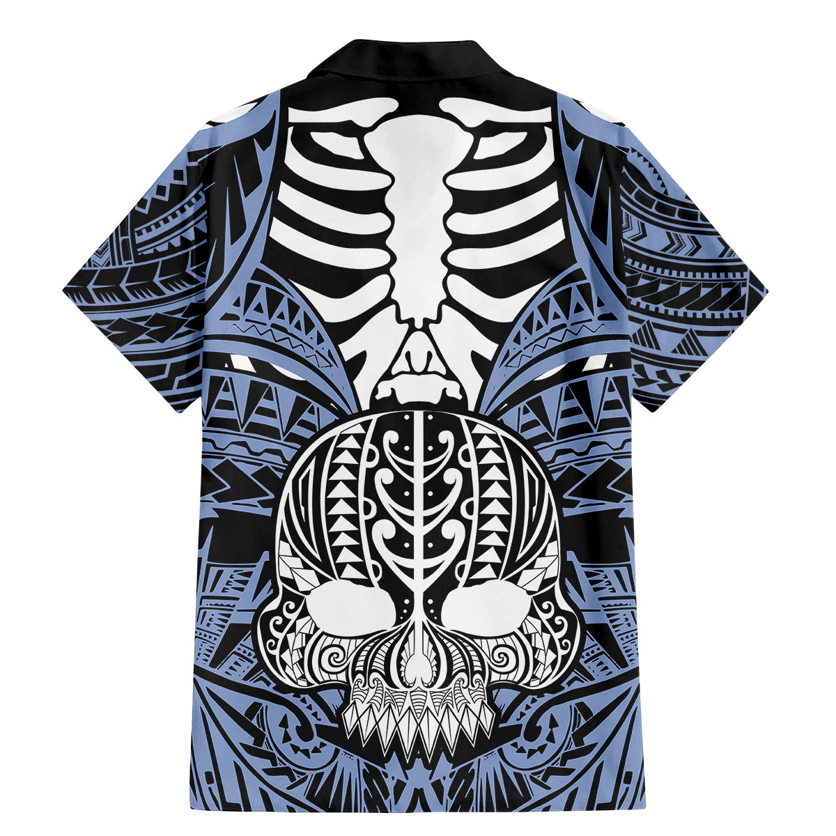 Personalised Polynesia Skull Family Matching Mermaid Dress and Hawaiian Shirt With Boars Tusk Blue Arty Vibe LT9 - Wonder Print Shop
