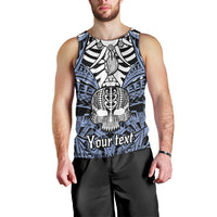 Personalised Polynesia Skull Men Tank Top With Boars Tusk Blue Arty Vibe - Wonder Print Shop