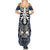 Personalised Polynesia Skull Summer Maxi Dress With Boars Tusk Blue Arty Vibe - Wonder Print Shop