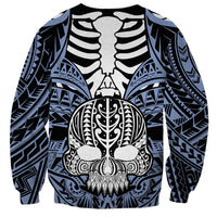 Personalised Polynesia Skull Sweatshirt With Boars Tusk Blue Arty Vibe - Wonder Print Shop