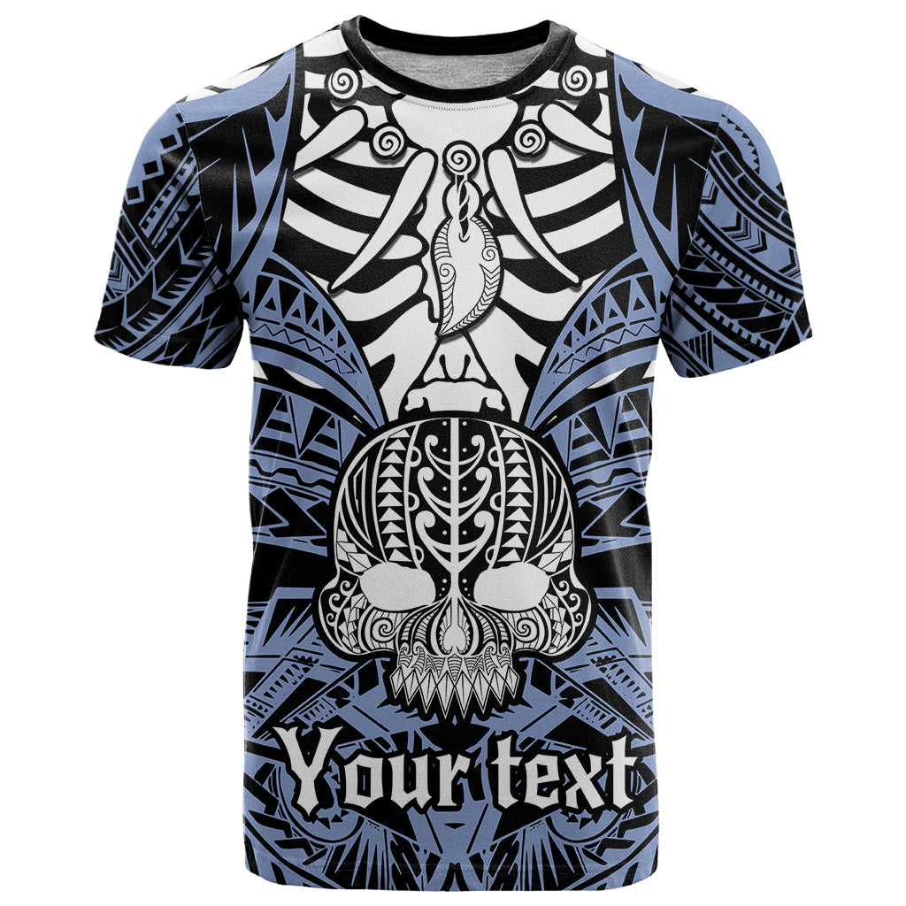Personalised Polynesia Skull T Shirt With Boars Tusk Blue Arty Vibe - Wonder Print Shop