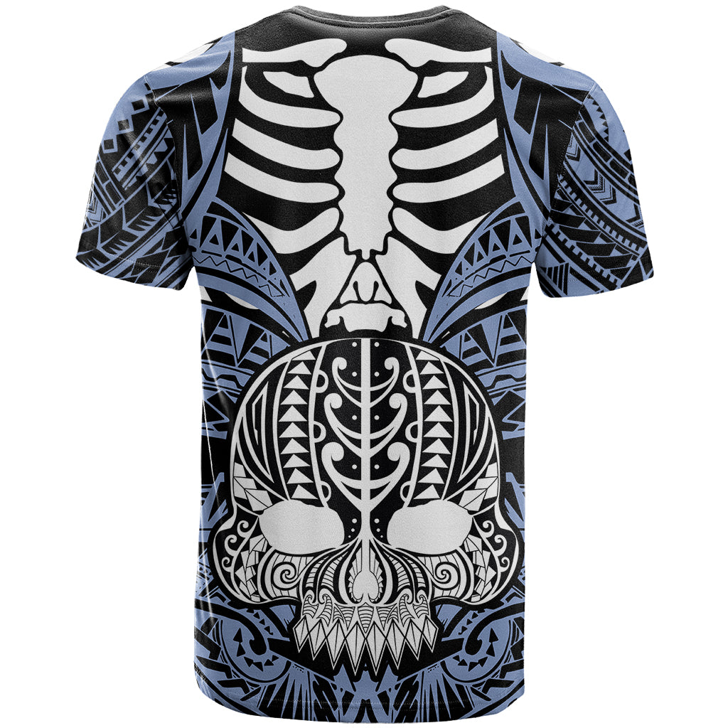 Personalised Polynesia Skull T Shirt With Boars Tusk Blue Arty Vibe - Wonder Print Shop