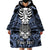 Personalised Polynesia Skull Wearable Blanket Hoodie With Boars Tusk Blue Arty Vibe - Wonder Print Shop