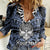 Personalised Polynesia Skull Women Casual Shirt With Boars Tusk Blue Arty Vibe - Wonder Print Shop
