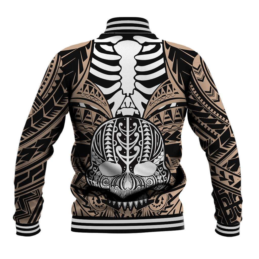 Personalised Polynesia Skull Baseball Jacket With Boars Tusk Gold Arty Vibe LT9 - Wonder Print Shop