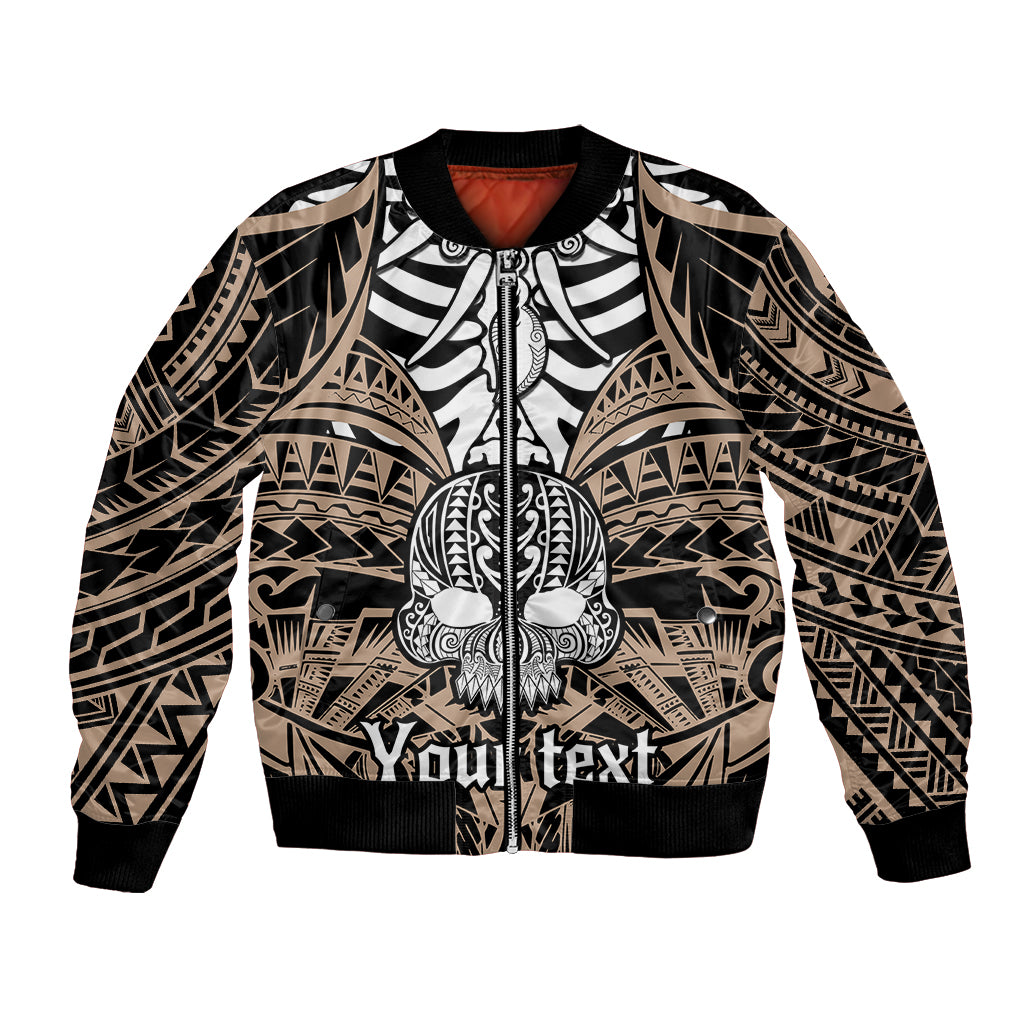 Personalised Polynesia Skull Bomber Jacket With Boars Tusk Gold Arty Vibe LT9 - Wonder Print Shop