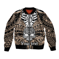 Personalised Polynesia Skull Bomber Jacket With Boars Tusk Gold Arty Vibe LT9 - Wonder Print Shop