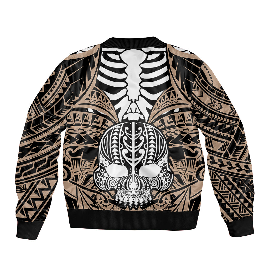 Personalised Polynesia Skull Bomber Jacket With Boars Tusk Gold Arty Vibe LT9 - Wonder Print Shop