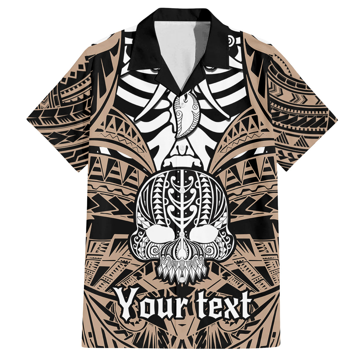 Personalised Polynesia Skull Family Matching Off Shoulder Maxi Dress and Hawaiian Shirt With Boars Tusk Gold Arty Vibe LT9 - Wonder Print Shop
