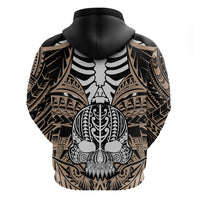 Personalised Polynesia Skull Hoodie With Boars Tusk Gold Arty Vibe - Wonder Print Shop