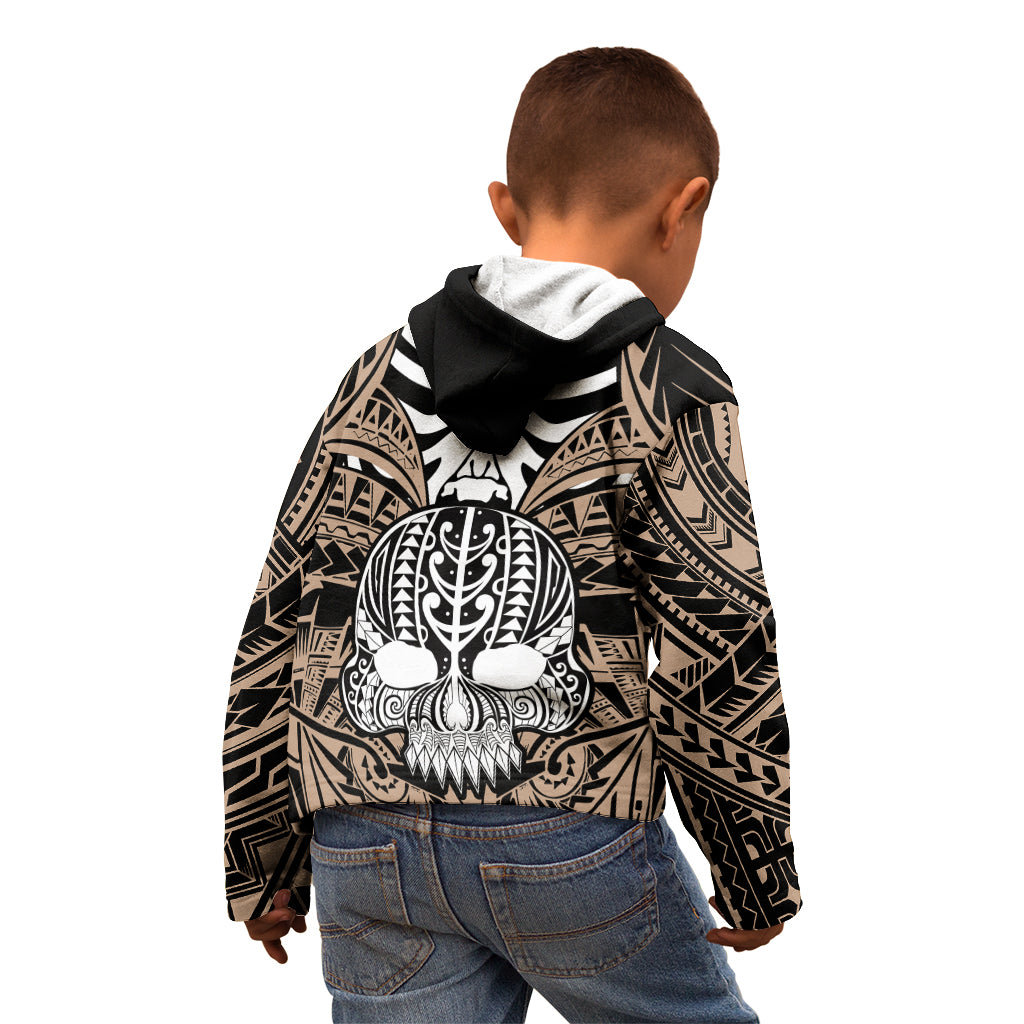 Personalised Polynesia Skull Kid Hoodie With Boars Tusk Gold Arty Vibe - Wonder Print Shop