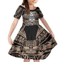 Personalised Polynesia Skull Kid Short Sleeve Dress With Boars Tusk Gold Arty Vibe - Wonder Print Shop