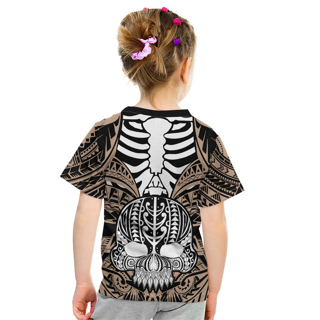 Personalised Polynesia Skull Kid T Shirt With Boars Tusk Gold Arty Vibe - Wonder Print Shop