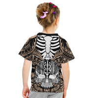 Personalised Polynesia Skull Kid T Shirt With Boars Tusk Gold Arty Vibe - Wonder Print Shop