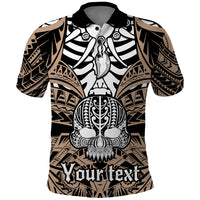 Personalised Polynesia Skull Polo Shirt With Boars Tusk Gold Arty Vibe - Wonder Print Shop