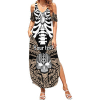 Personalised Polynesia Skull Summer Maxi Dress With Boars Tusk Gold Arty Vibe - Wonder Print Shop