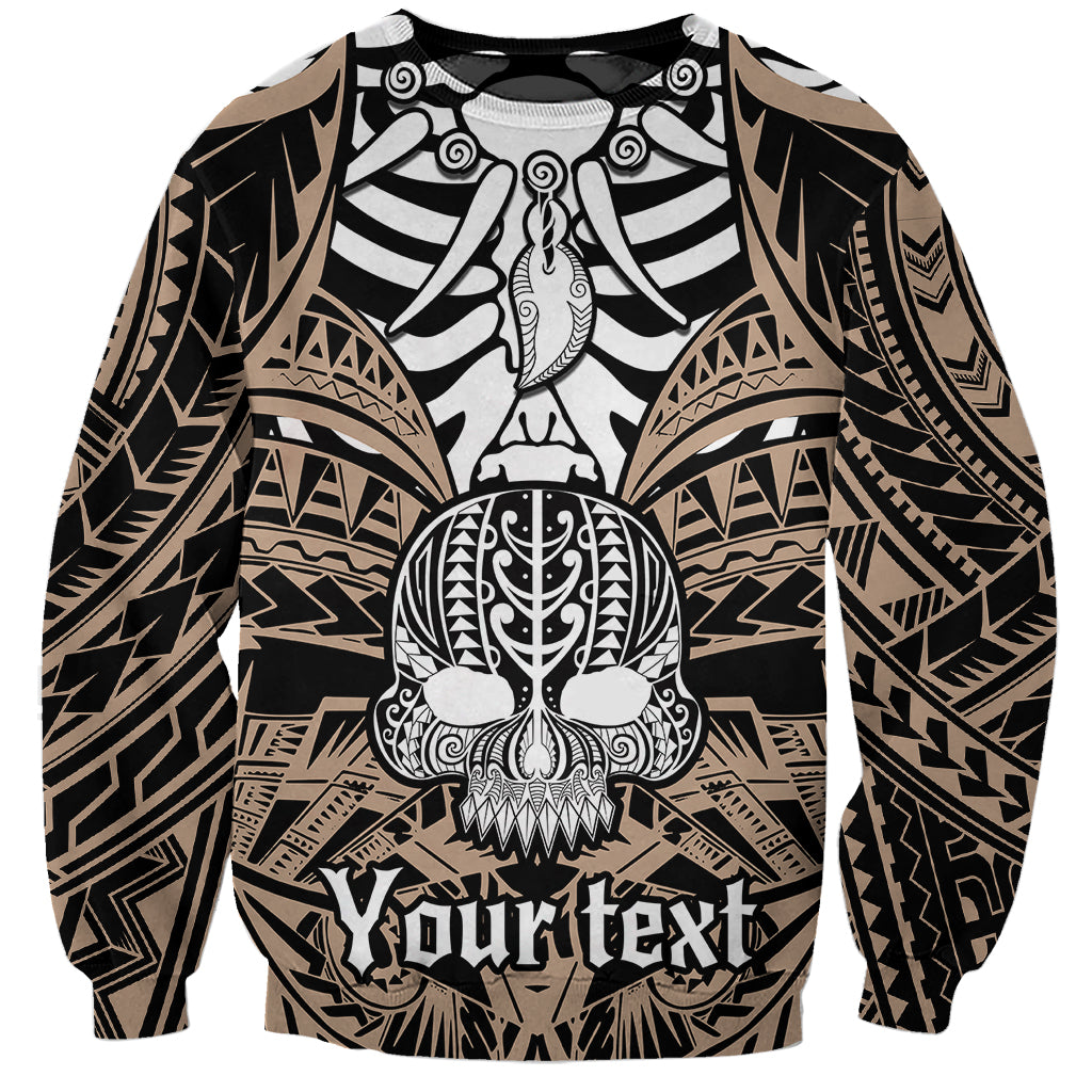 Personalised Polynesia Skull Sweatshirt With Boars Tusk Gold Arty Vibe - Wonder Print Shop