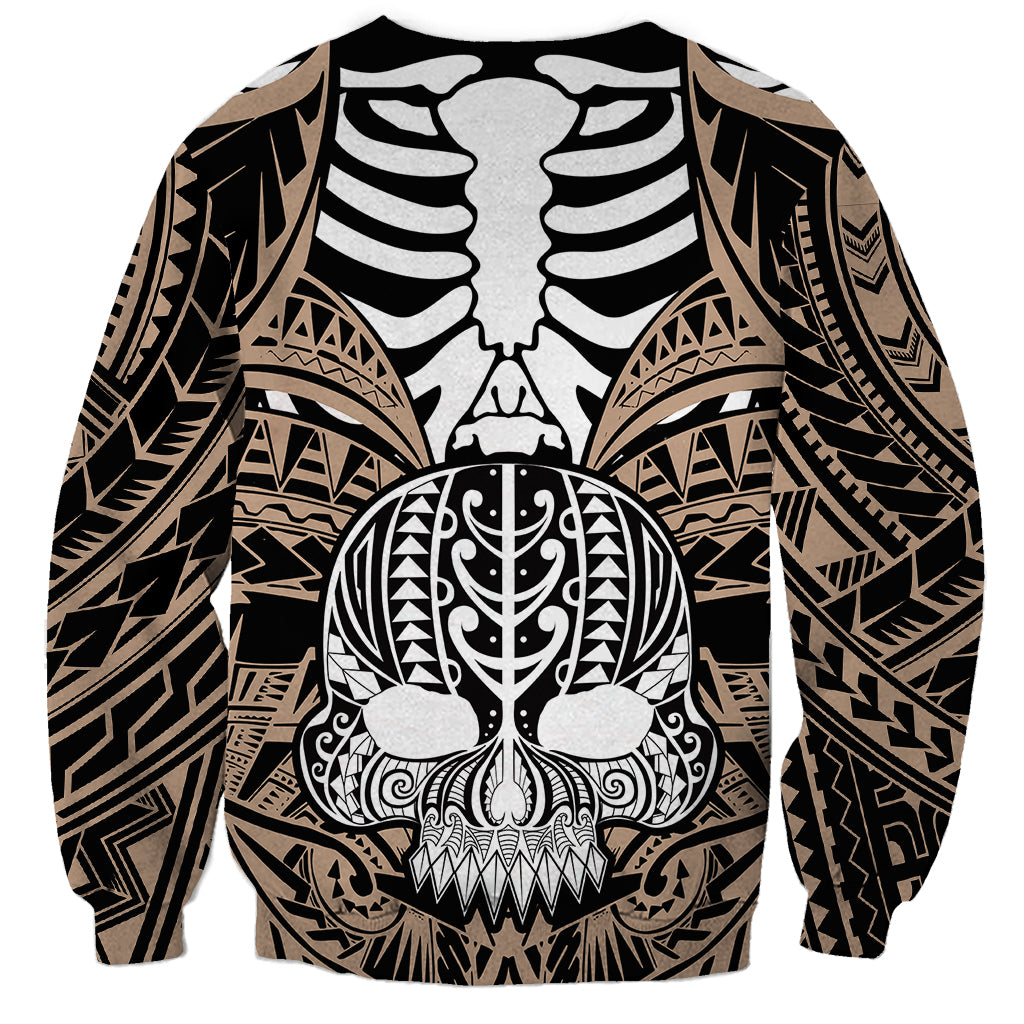 Personalised Polynesia Skull Sweatshirt With Boars Tusk Gold Arty Vibe - Wonder Print Shop