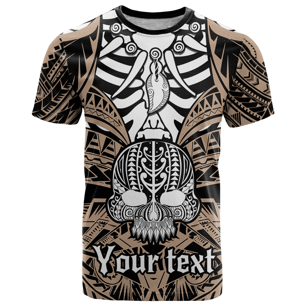 Personalised Polynesia Skull T Shirt With Boars Tusk Gold Arty Vibe - Wonder Print Shop