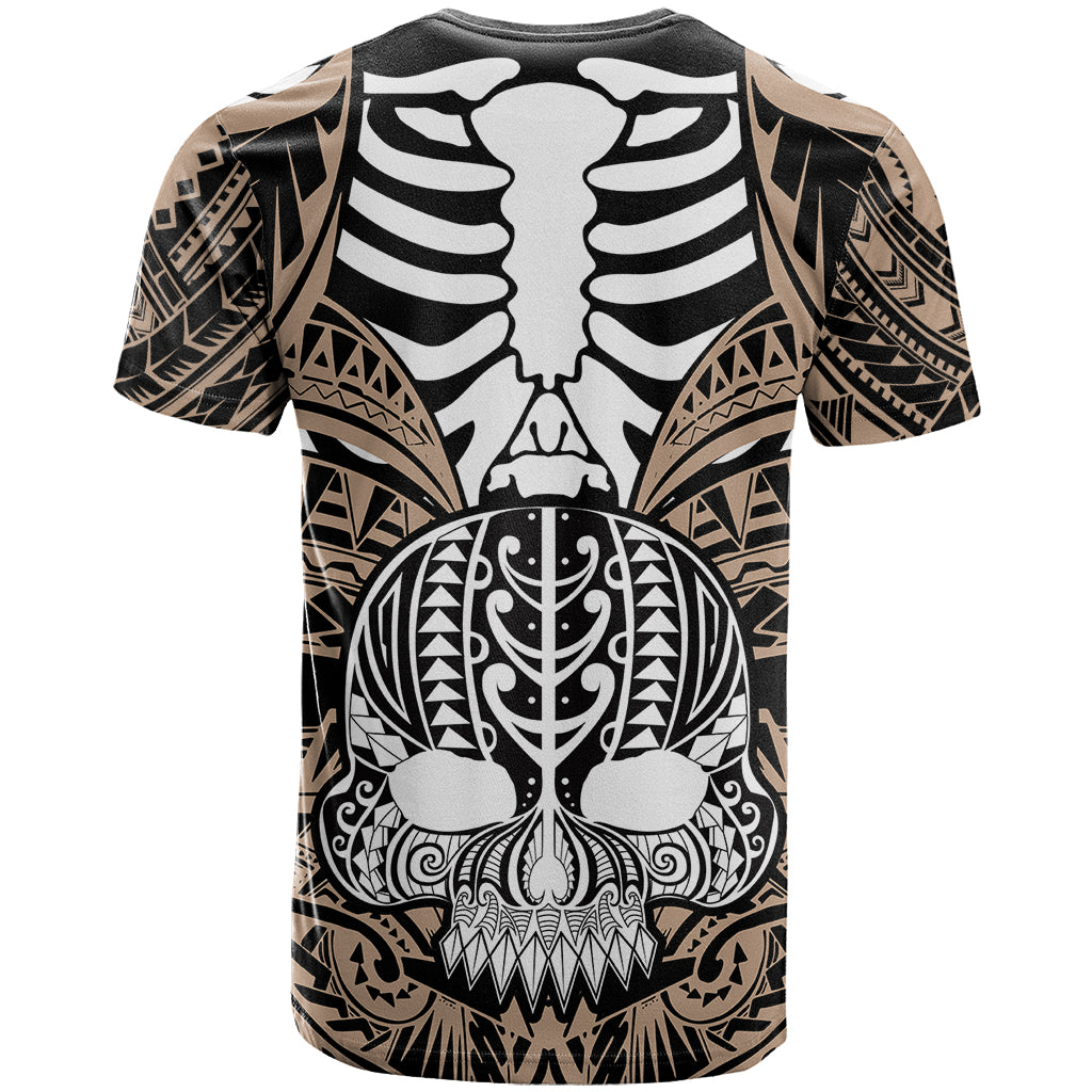Personalised Polynesia Skull T Shirt With Boars Tusk Gold Arty Vibe - Wonder Print Shop