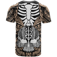 Personalised Polynesia Skull T Shirt With Boars Tusk Gold Arty Vibe - Wonder Print Shop