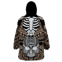 Personalised Polynesia Skull Wearable Blanket Hoodie With Boars Tusk Gold Arty Vibe - Wonder Print Shop