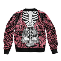 Personalised Polynesia Skull Bomber Jacket With Boars Tusk Pink Arty Vibe LT9 - Wonder Print Shop