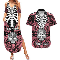 Personalised Polynesia Skull Couples Matching Summer Maxi Dress and Hawaiian Shirt With Boars Tusk Pink Arty Vibe LT9 - Wonder Print Shop