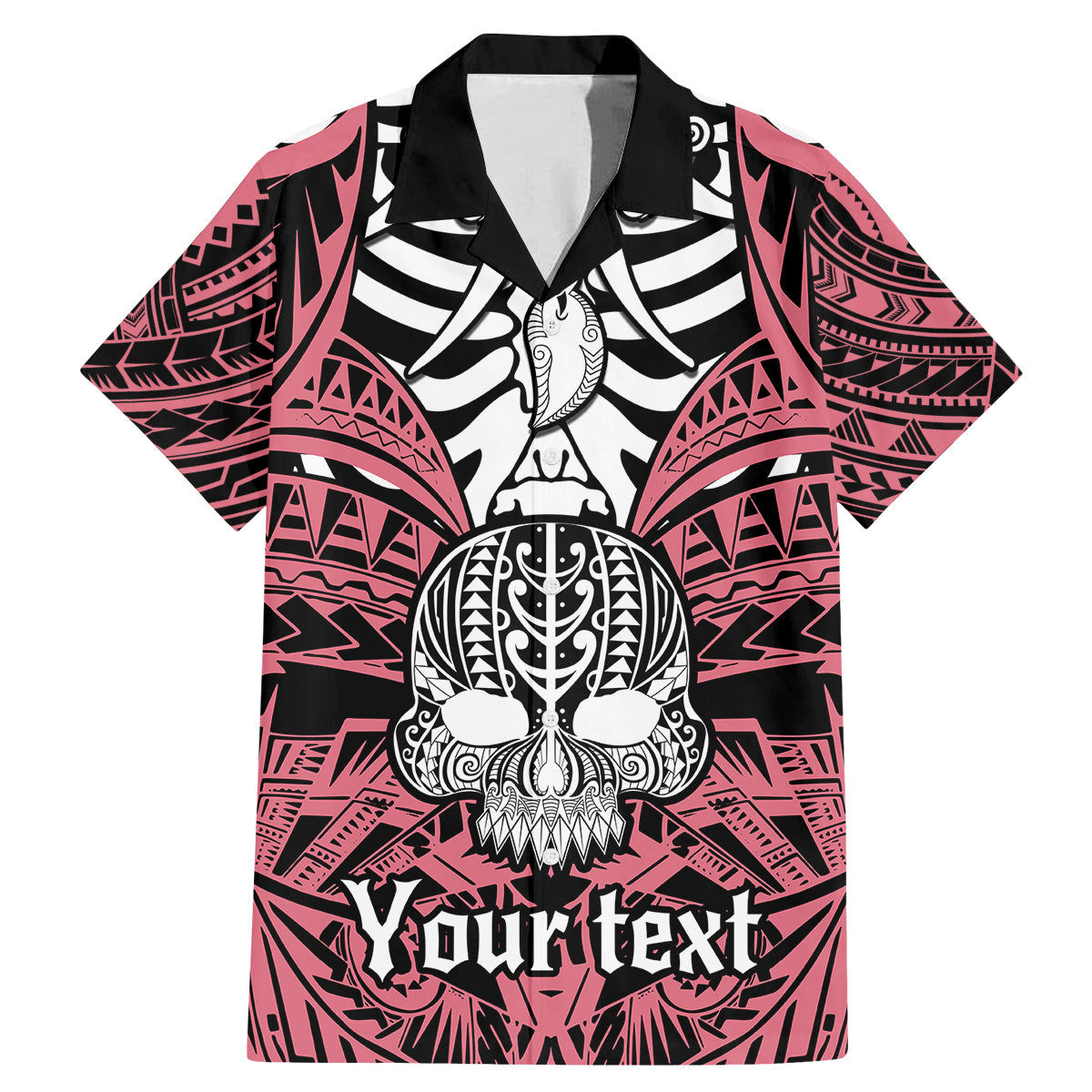 Personalised Polynesia Skull Family Matching Mermaid Dress and Hawaiian Shirt With Boars Tusk Pink Arty Vibe LT9 - Wonder Print Shop